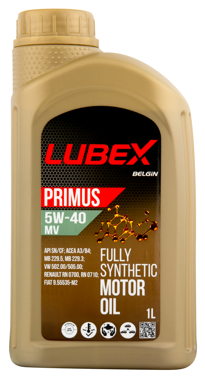 L034-1325-1201 LUBEX Синтетическое моторное масло PRIMUS MV 5W-40 CF/SN A3/B4 (1л)