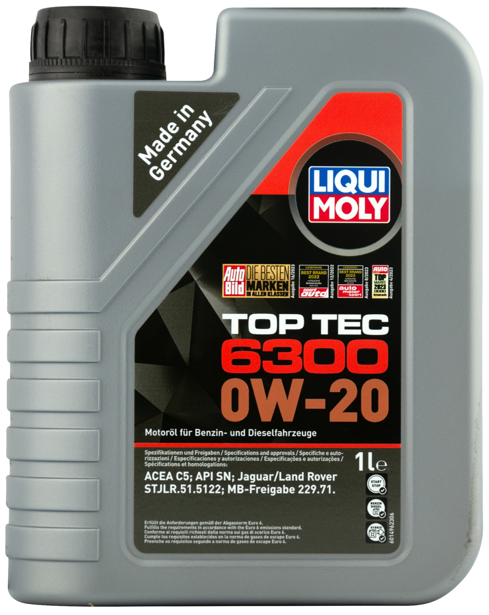 LM21216 LiquiMoly НС-синтетическое моторное масло Top Tec 6300 0W-20 SN C5 (1л)