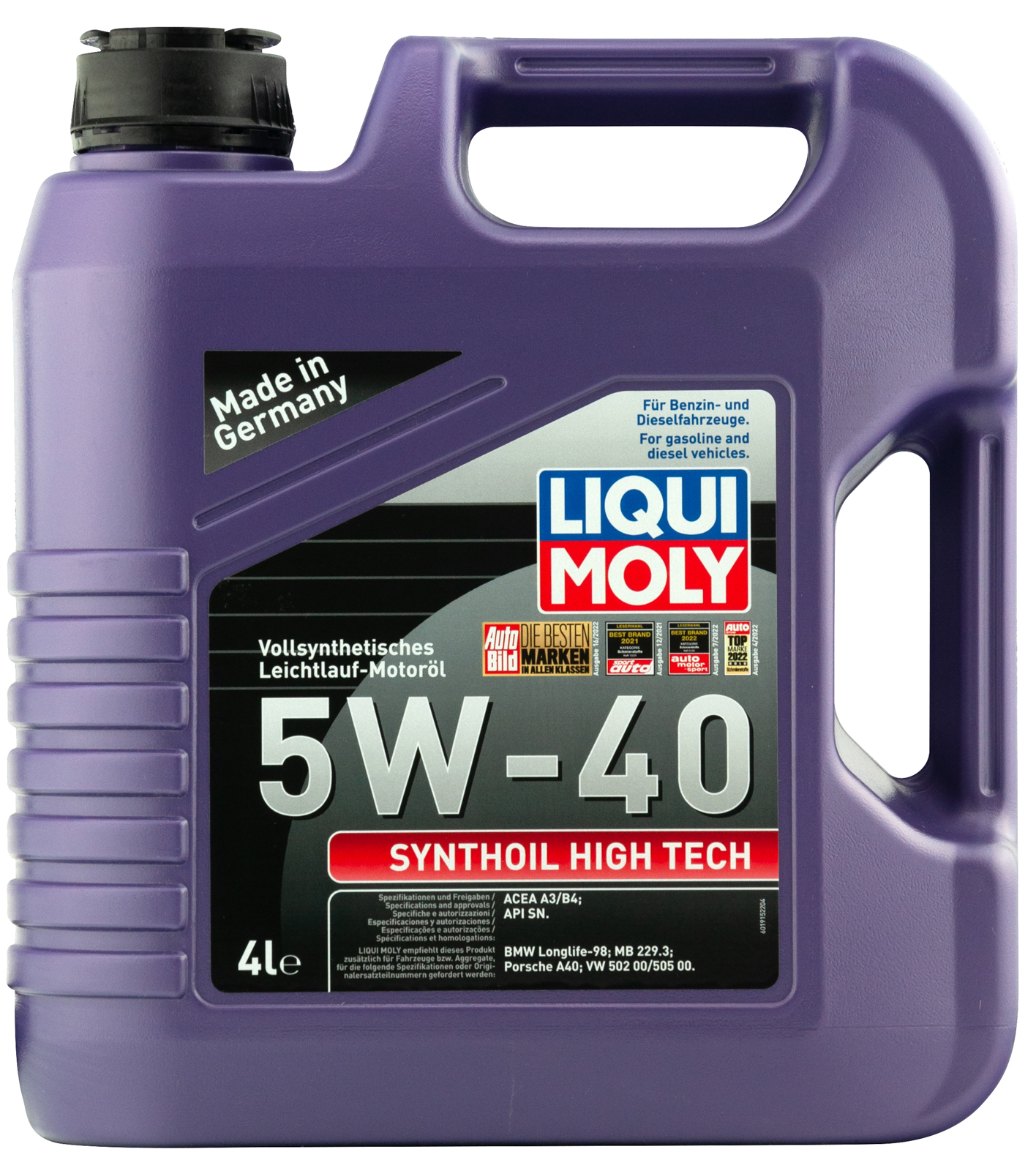 LM2194/1915 LiquiMoly Синт. моторное масло Synthoil High Tech 5W-40 SN A3/B4 (4л)