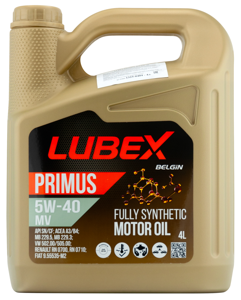 L034-1325-0404 LUBEX Синт. моторное масло PRIMUS MV 5W-40 CF/SN A3/B4 (4л)